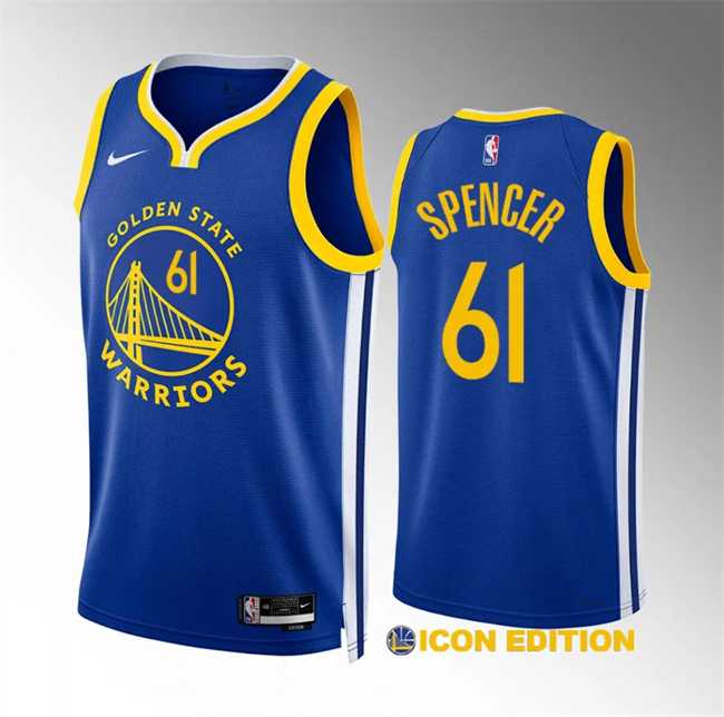 Men%27s Golden State Warriors #61 Pat Spencer Blue Icon Edition Stitched Basketball Jersey Dzhi->golden state warriors->NBA Jersey